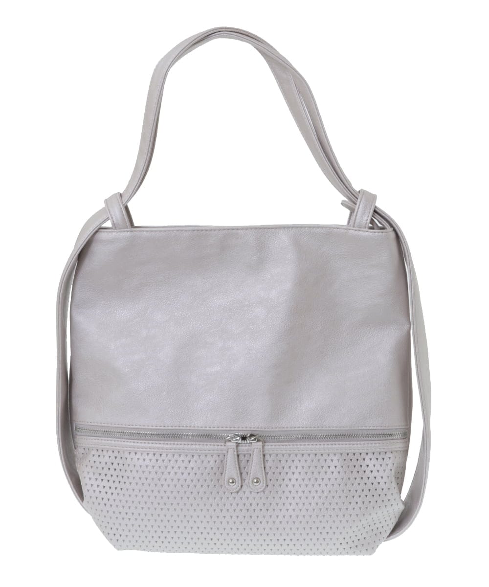 BKCGV26160 MK MICHEL KLEIN BAG(MK ミッシェルクラン バッグ) [2WAY/A4サイズ対応]パンチングデザイン変形トートバッグ ネイビー