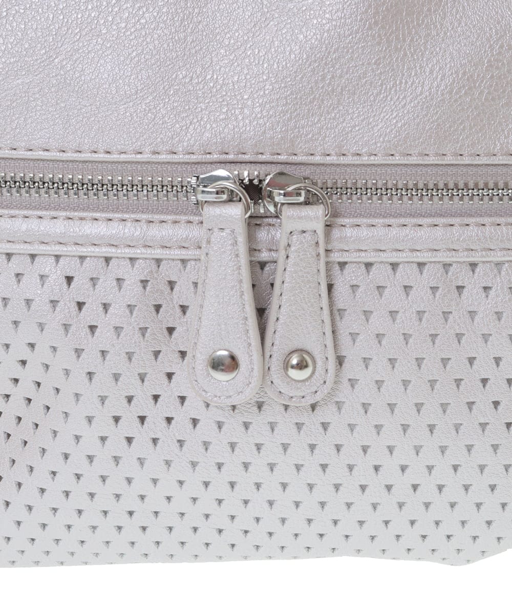 BKCGV28150 MK MICHEL KLEIN BAG(MK ミッシェルクラン バッグ) [2WAY/人気の定番BAG]パンチングデザイン変形ミニトートバッグ アイボリー