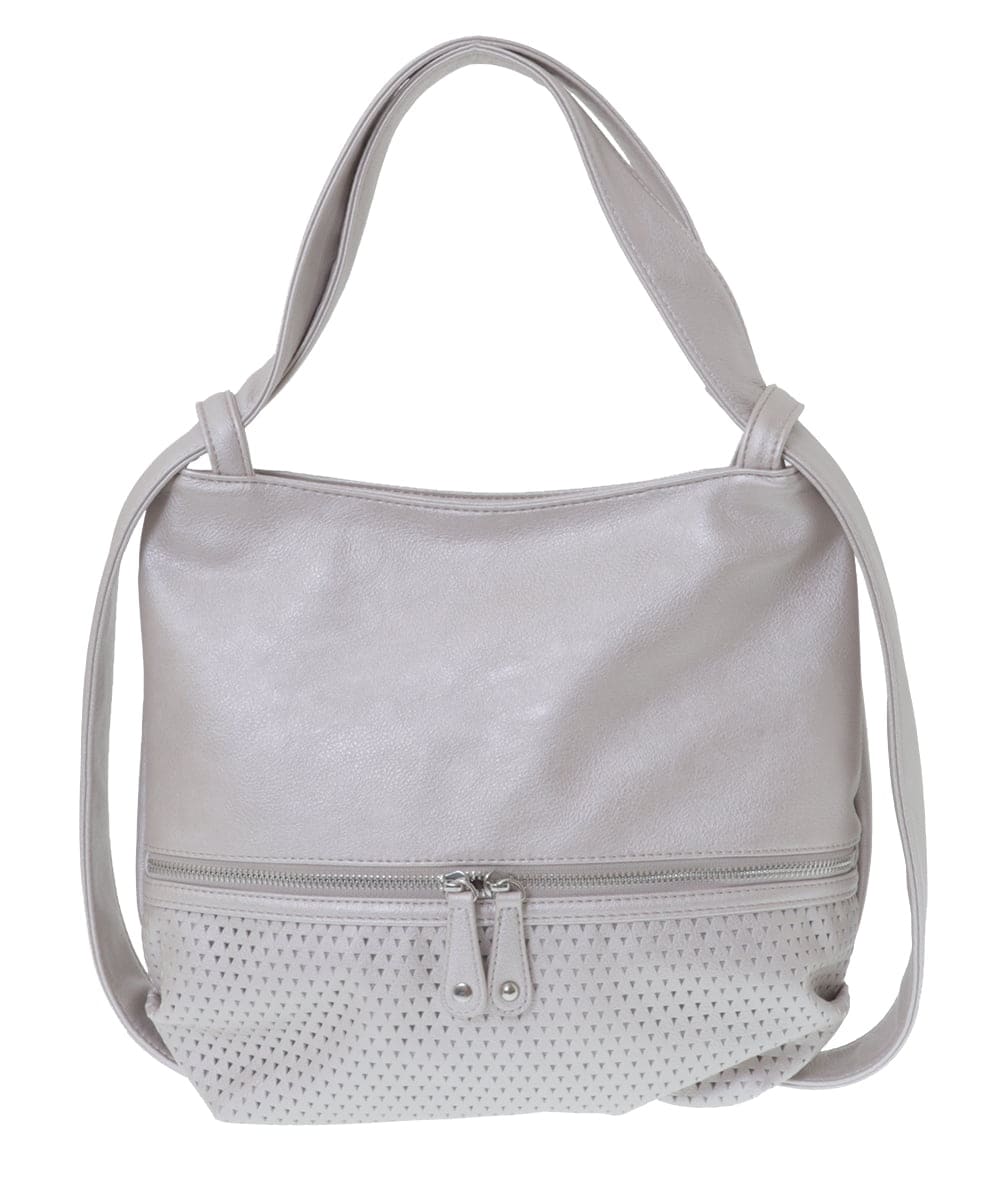 BKCGV28150 MK MICHEL KLEIN BAG(MK ミッシェルクラン バッグ) [2WAY/人気の定番BAG]パンチングデザイン変形ミニトートバッグ アイボリー