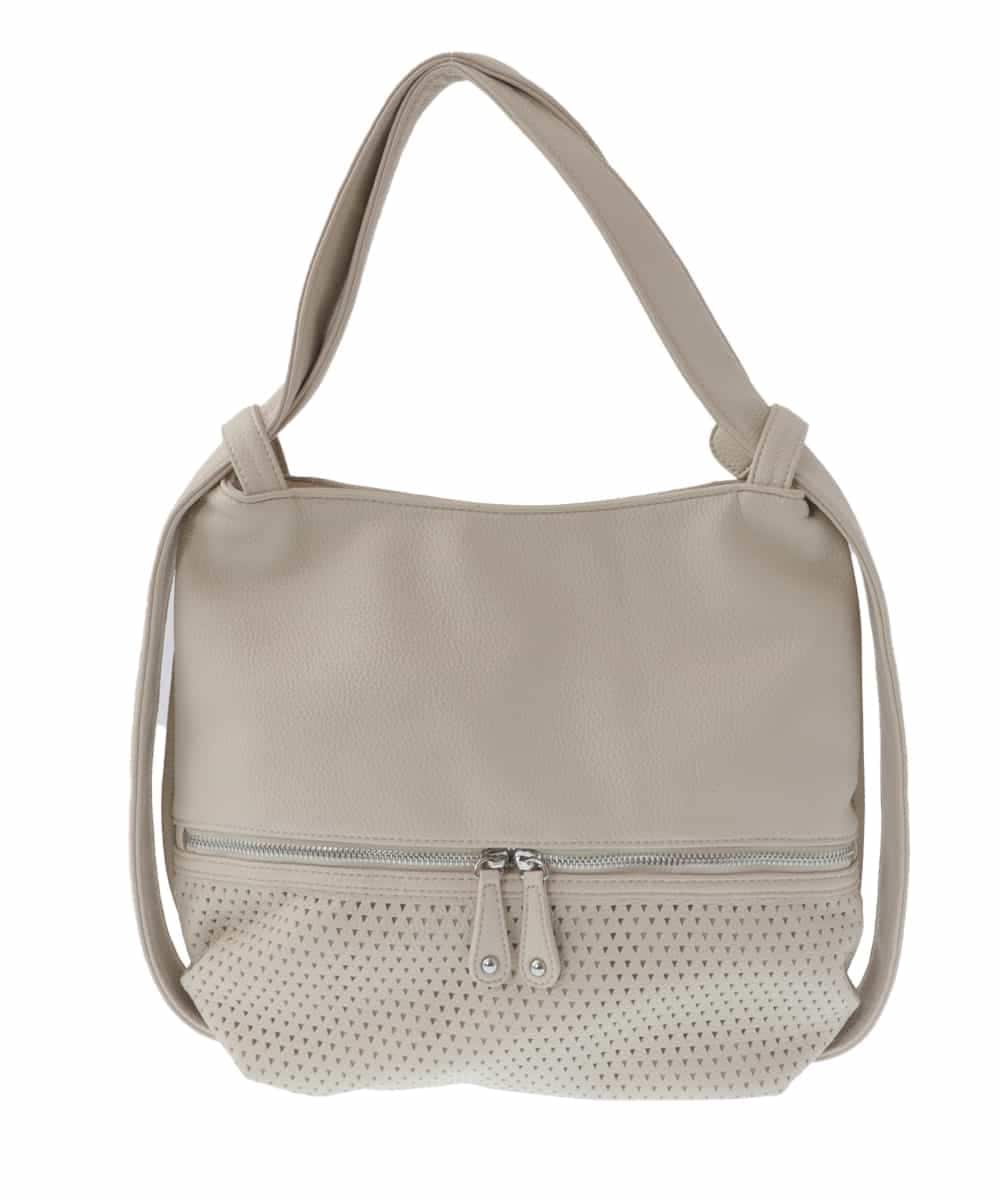 BKCGV28150 MK MICHEL KLEIN BAG(MK ミッシェルクラン バッグ) [2WAY/人気の定番BAG]パンチングデザイン変形ミニトートバッグ アイボリー
