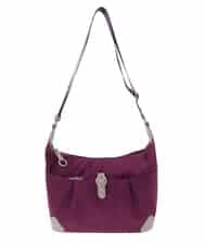 BKRAA81130 MK MICHEL KLEIN BAG(MK ミッシェルクラン バッグ) [撥水/500g以下の軽量]レザーポイントナイロンショルダーバッグ パープル×ベージュ