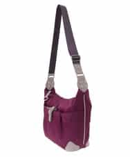 BKRAA81130 MK MICHEL KLEIN BAG(MK ミッシェルクラン バッグ) [撥水/500g以下の軽量]レザーポイントナイロンショルダーバッグ パープル×ベージュ