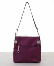 BKRAA90140 MK MICHEL KLEIN BAG(MK ミッシェルクラン バッグ) [撥水/500g以下の軽量]アクセントレザースクエアショルダーバッグ パープル×ベージュ