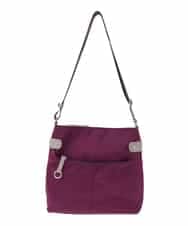 BKRAA90140 MK MICHEL KLEIN BAG(MK ミッシェルクラン バッグ) [撥水/500g以下の軽量]アクセントレザースクエアショルダーバッグ パープル×ベージュ