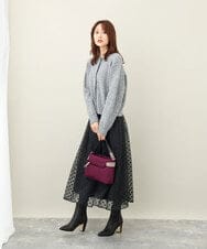 BKRAA91135 MK MICHEL KLEIN BAG(MK ミッシェルクラン バッグ) [撥水/500g以下の軽量]アクセントレザーコンパクトショルダーバッグ パープル×ベージュ
