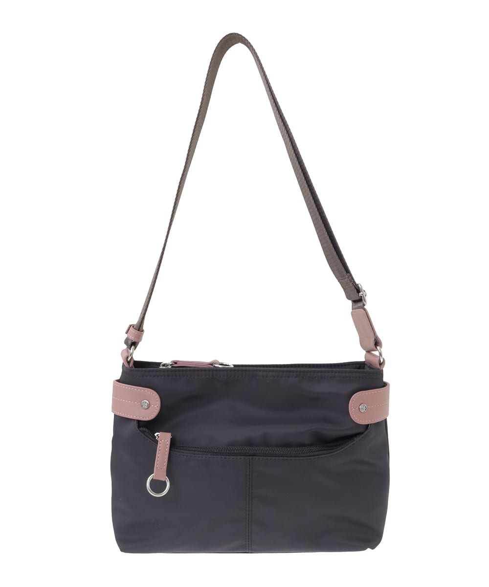 BKRAA91135 MK MICHEL KLEIN BAG(MK ミッシェルクラン バッグ) [撥水/500g以下の軽量]アクセントレザーコンパクトショルダーバッグ パープル×ベージュ
