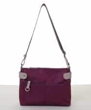 BKRAA91135 MK MICHEL KLEIN BAG(MK ミッシェルクラン バッグ) [撥水/500g以下の軽量]アクセントレザーコンパクトショルダーバッグ パープル×ベージュ
