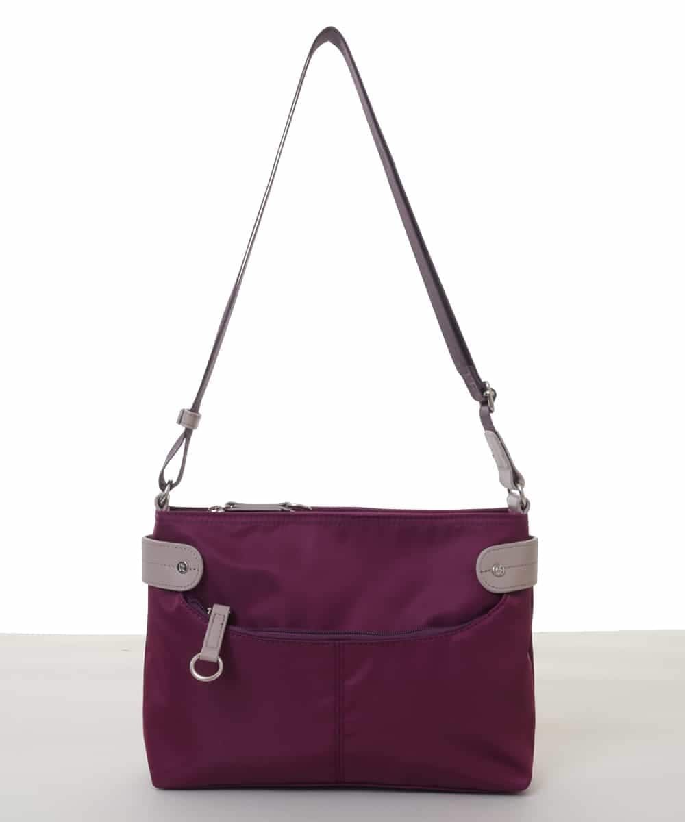 BKRAA91135 MK MICHEL KLEIN BAG(MK ミッシェルクラン バッグ) [撥水/500g以下の軽量]アクセントレザーコンパクトショルダーバッグ パープル×ベージュ