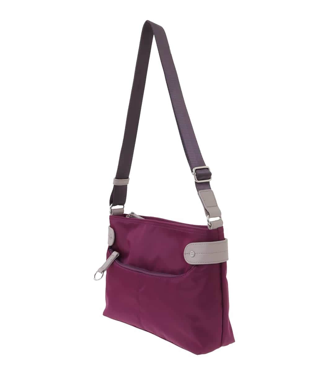BKRAA91135 MK MICHEL KLEIN BAG(MK ミッシェルクラン バッグ) [撥水/500g以下の軽量]アクセントレザーコンパクトショルダーバッグ パープル×ベージュ