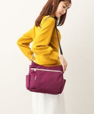 BKRAA94150 MK MICHEL KLEIN BAG(MK ミッシェルクラン バッグ) [撥水/500g以下の軽量]アクセントレザーショルダーバッグ パープル×ベージュ