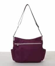 BKRAA94150 MK MICHEL KLEIN BAG(MK ミッシェルクラン バッグ) [撥水/500g以下の軽量]アクセントレザーショルダーバッグ パープル×ベージュ