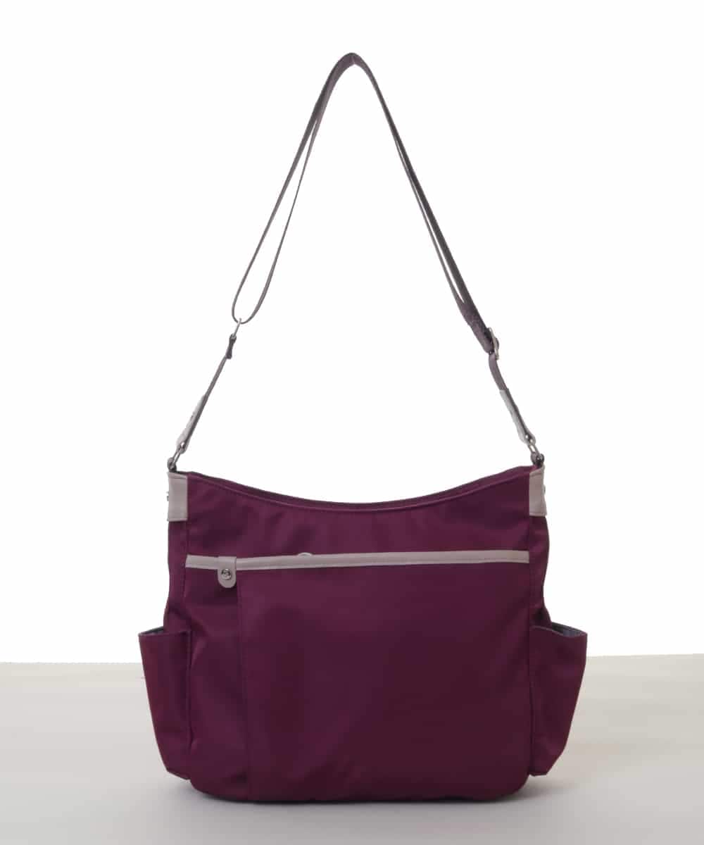 BKRAA94150 MK MICHEL KLEIN BAG(MK ミッシェルクラン バッグ) [撥水/500g以下の軽量]アクセントレザーショルダーバッグ パープル×ベージュ