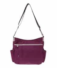 BKRAA94150 MK MICHEL KLEIN BAG(MK ミッシェルクラン バッグ) [撥水/500g以下の軽量]アクセントレザーショルダーバッグ パープル×ベージュ