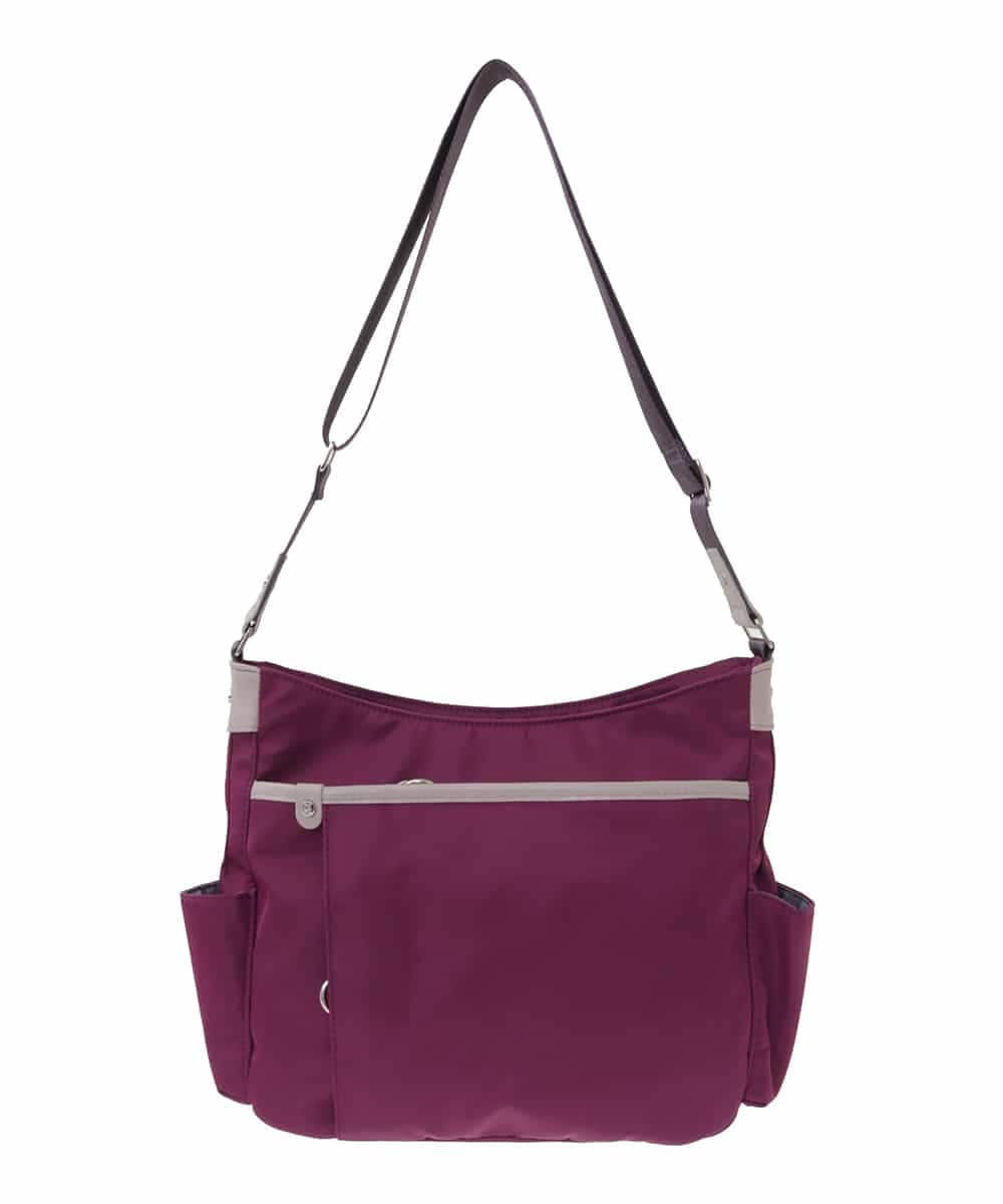 BKRAA94150 MK MICHEL KLEIN BAG(MK ミッシェルクラン バッグ) [撥水/500g以下の軽量]アクセントレザーショルダーバッグ パープル×ベージュ