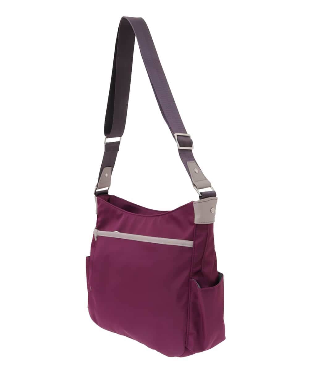 BKRAA94150 MK MICHEL KLEIN BAG(MK ミッシェルクラン バッグ) [撥水/500g以下の軽量]アクセントレザーショルダーバッグ パープル×ベージュ