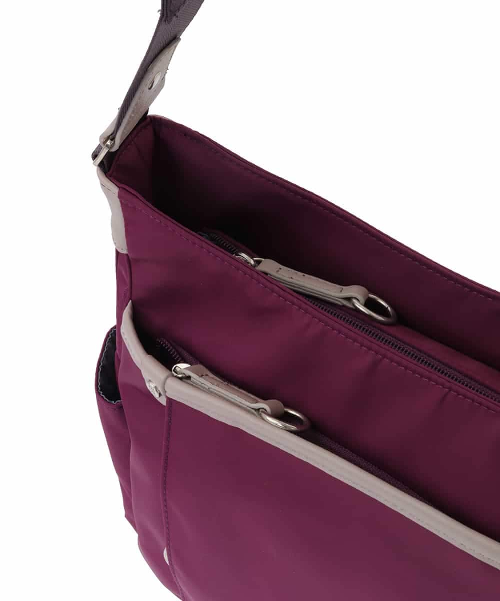 BKRAA94150 MK MICHEL KLEIN BAG(MK ミッシェルクラン バッグ) [撥水/500g以下の軽量]アクセントレザーショルダーバッグ パープル×ベージュ