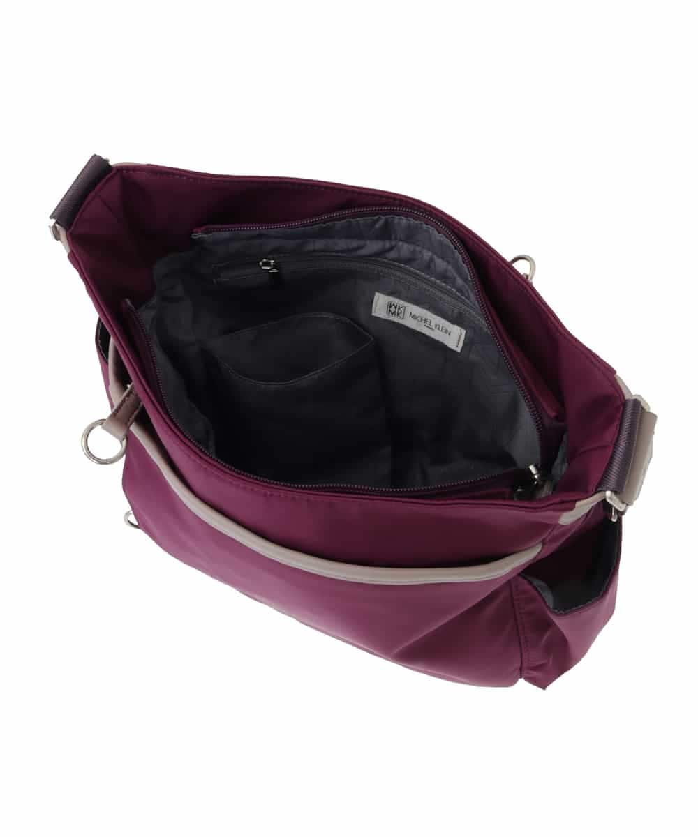 BKRAA94150 MK MICHEL KLEIN BAG(MK ミッシェルクラン バッグ) [撥水/500g以下の軽量]アクセントレザーショルダーバッグ パープル×ベージュ