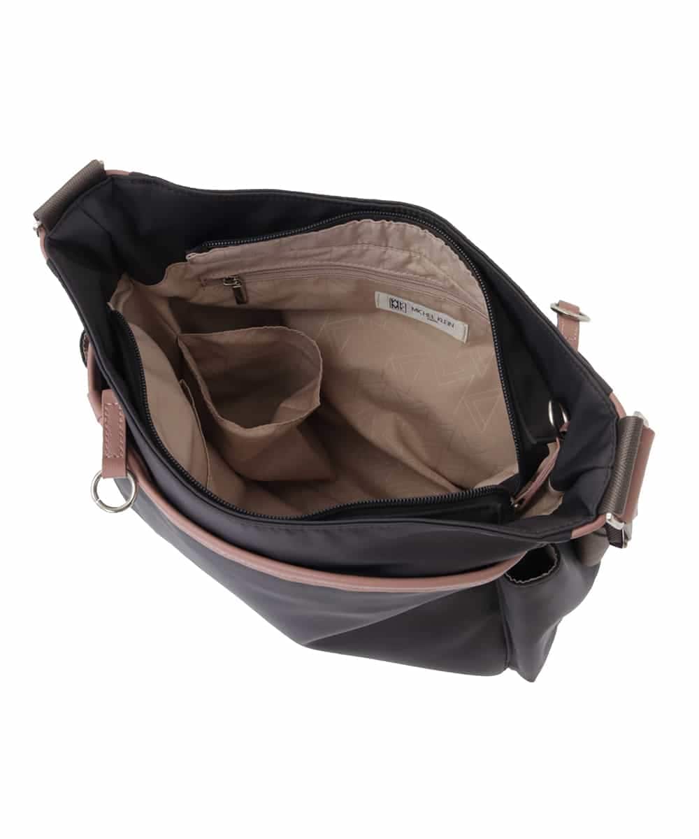 BKRAA94150 MK MICHEL KLEIN BAG(MK ミッシェルクラン バッグ) [撥水/500g以下の軽量]アクセントレザーショルダーバッグ パープル×ベージュ