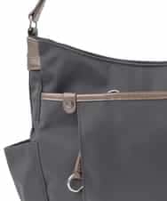 BKRAA94150 MK MICHEL KLEIN BAG(MK ミッシェルクラン バッグ) [撥水/500g以下の軽量]アクセントレザーショルダーバッグ パープル×ベージュ
