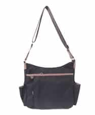 BKRAA94150 MK MICHEL KLEIN BAG(MK ミッシェルクラン バッグ) [撥水/500g以下の軽量]アクセントレザーショルダーバッグ ブラウン×ピンク