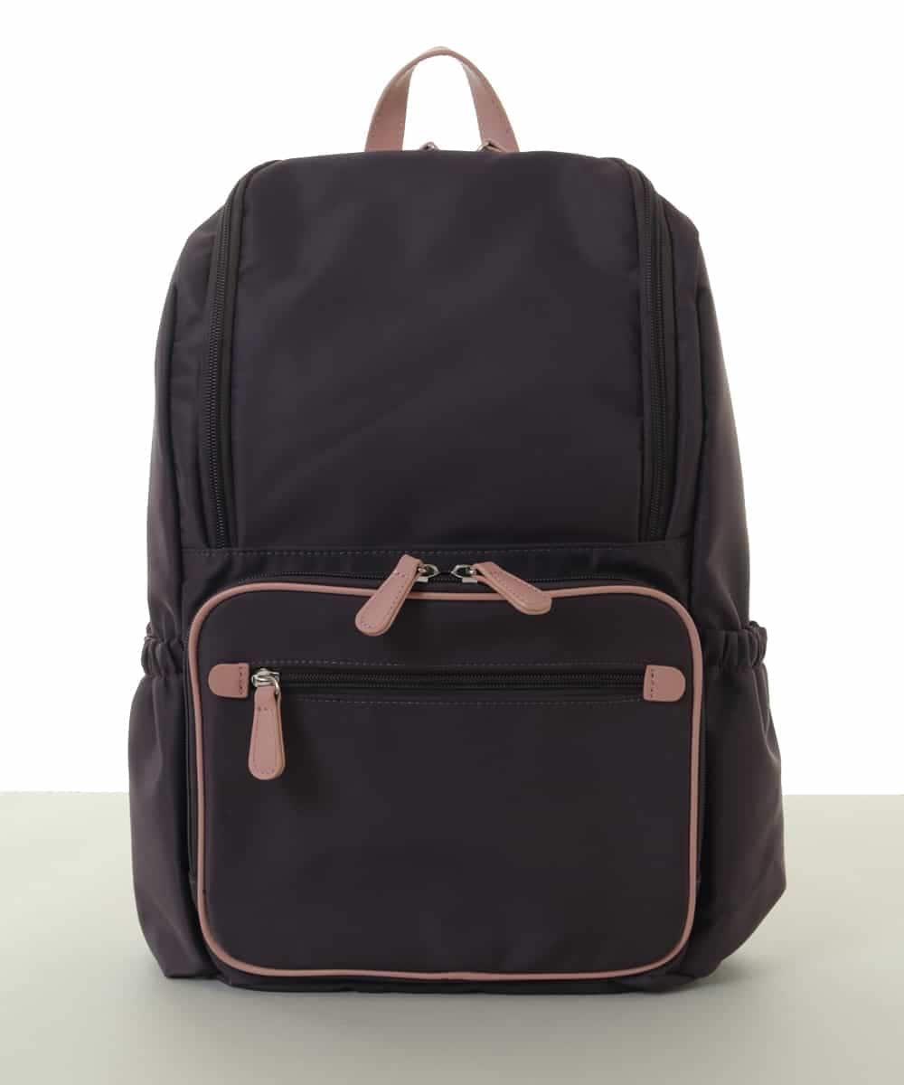 BKRAA96170 MK MICHEL KLEIN BAG(MK ミッシェルクラン バッグ) [撥水加工]スクエアデザインバックパック ブラウン×ピンク