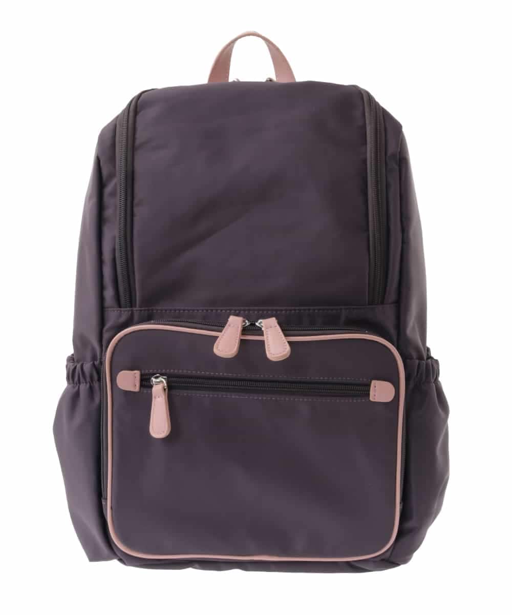 BKRAA96170 MK MICHEL KLEIN BAG(MK ミッシェルクラン バッグ) [撥水加工]スクエアデザインバックパック ブラウン×ピンク