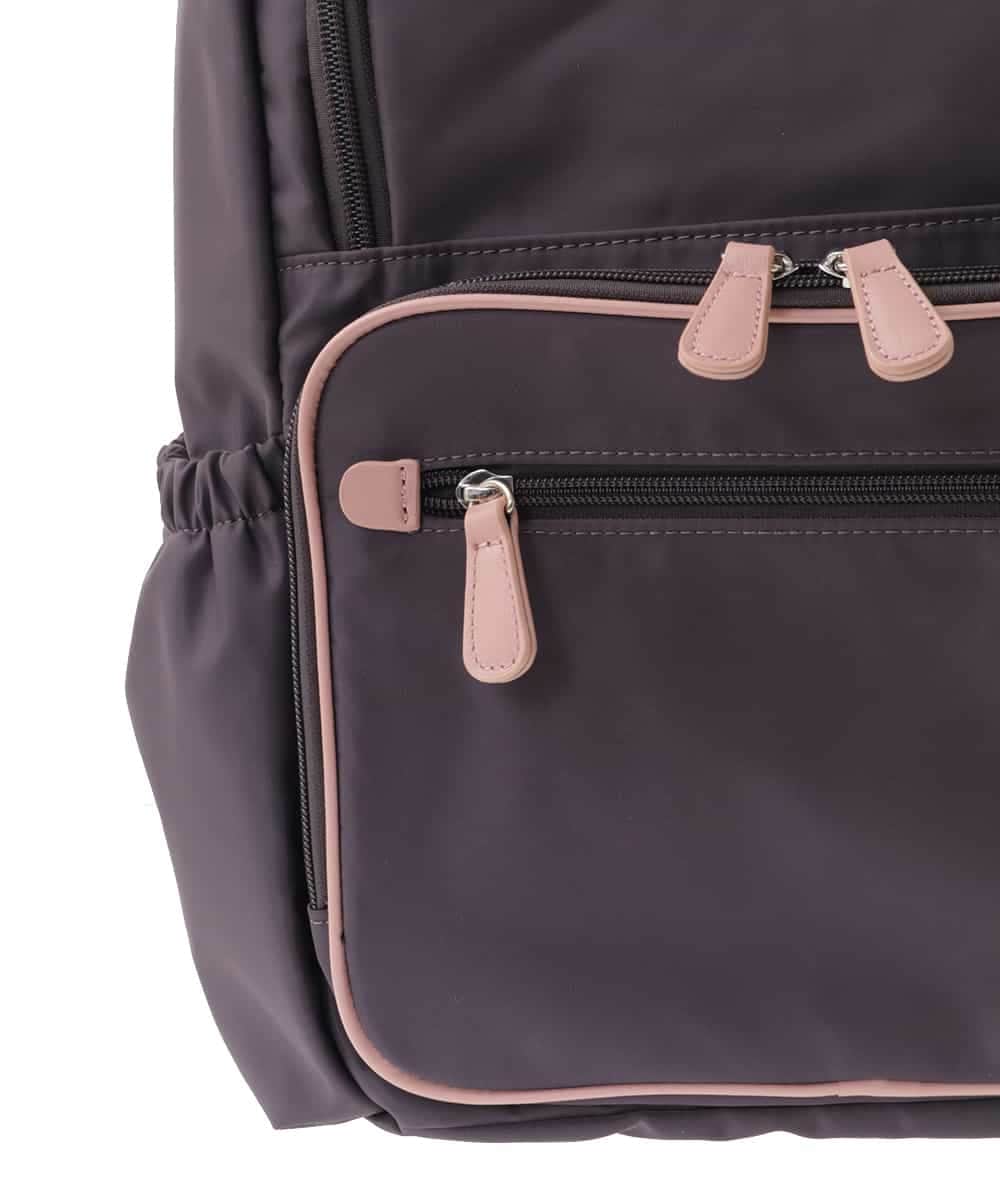 BKRAA96170 MK MICHEL KLEIN BAG(MK ミッシェルクラン バッグ) [撥水加工]スクエアデザインバックパック ブラウン×ピンク