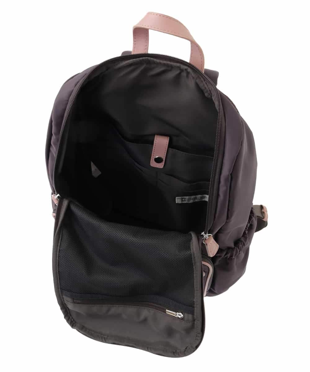 BKRAA96170 MK MICHEL KLEIN BAG(MK ミッシェルクラン バッグ) [撥水加工]スクエアデザインバックパック ブラウン×ピンク