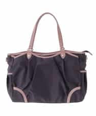 BKRAA98220 MK MICHEL KLEIN BAG(MK ミッシェルクラン バッグ) [2WAY/撥水加工]マルチポケットナイロントートバッグ ブラウン×ピンク