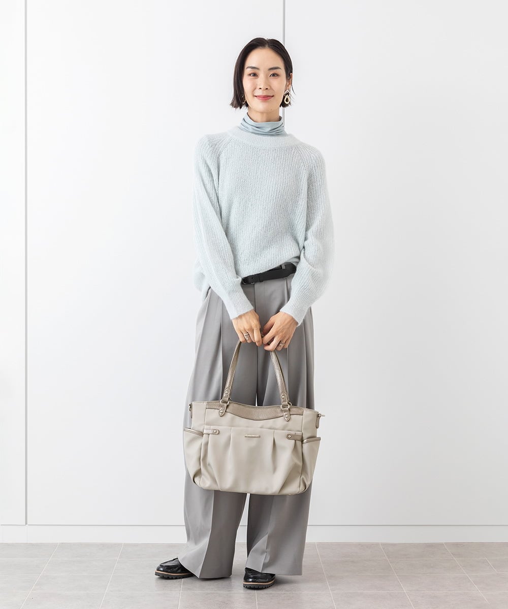 BKRAB31180 MK MICHEL KLEIN BAG(MK ミッシェルクラン バッグ) [2WAY/撥水加工]レザージョイントナイロントートバッグ オフホワイト