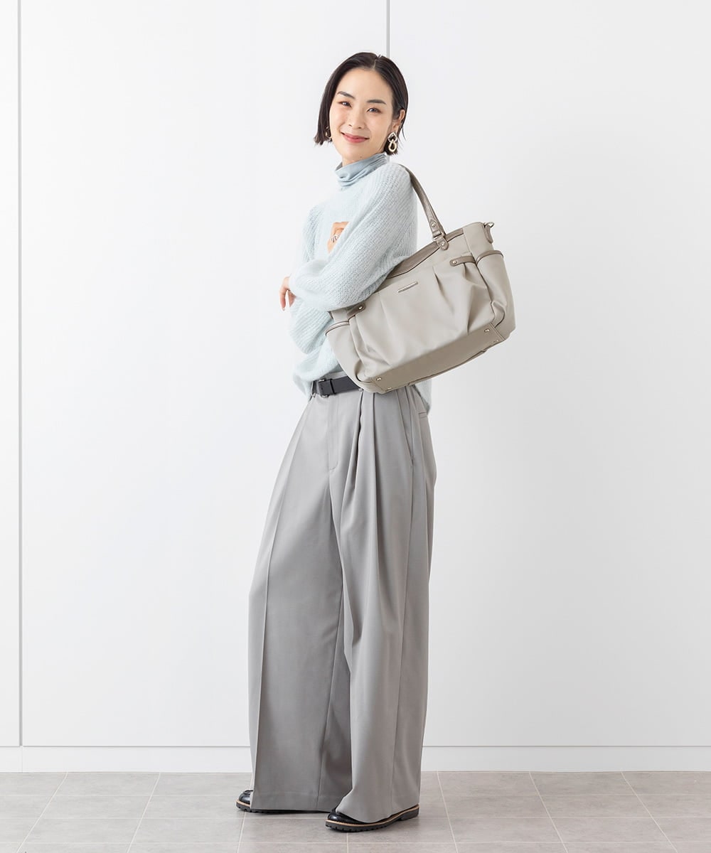 BKRAB31180 MK MICHEL KLEIN BAG(MK ミッシェルクラン バッグ) [2WAY/撥水加工]レザージョイントナイロントートバッグ オフホワイト