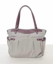 BKRAD31180 MK MICHEL KLEIN BAG(MK ミッシェルクラン バッグ) [撥水/2WAY]サイドポケットパイピングバッグ ベージュ×レッド