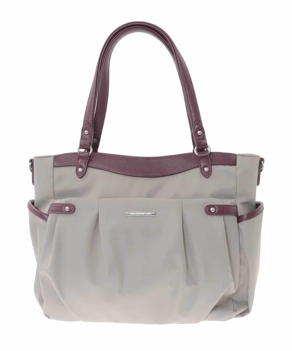 BKRAD31180 MK MICHEL KLEIN BAG(MK ミッシェルクラン バッグ) [撥水/2WAY]サイドポケットパイピングバッグ ベージュ×レッド