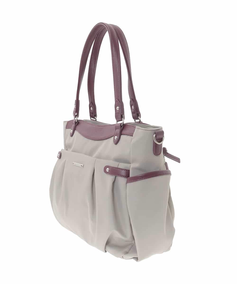 BKRAD31180 MK MICHEL KLEIN BAG(MK ミッシェルクラン バッグ) [撥水/2WAY]サイドポケットパイピングバッグ ベージュ×レッド