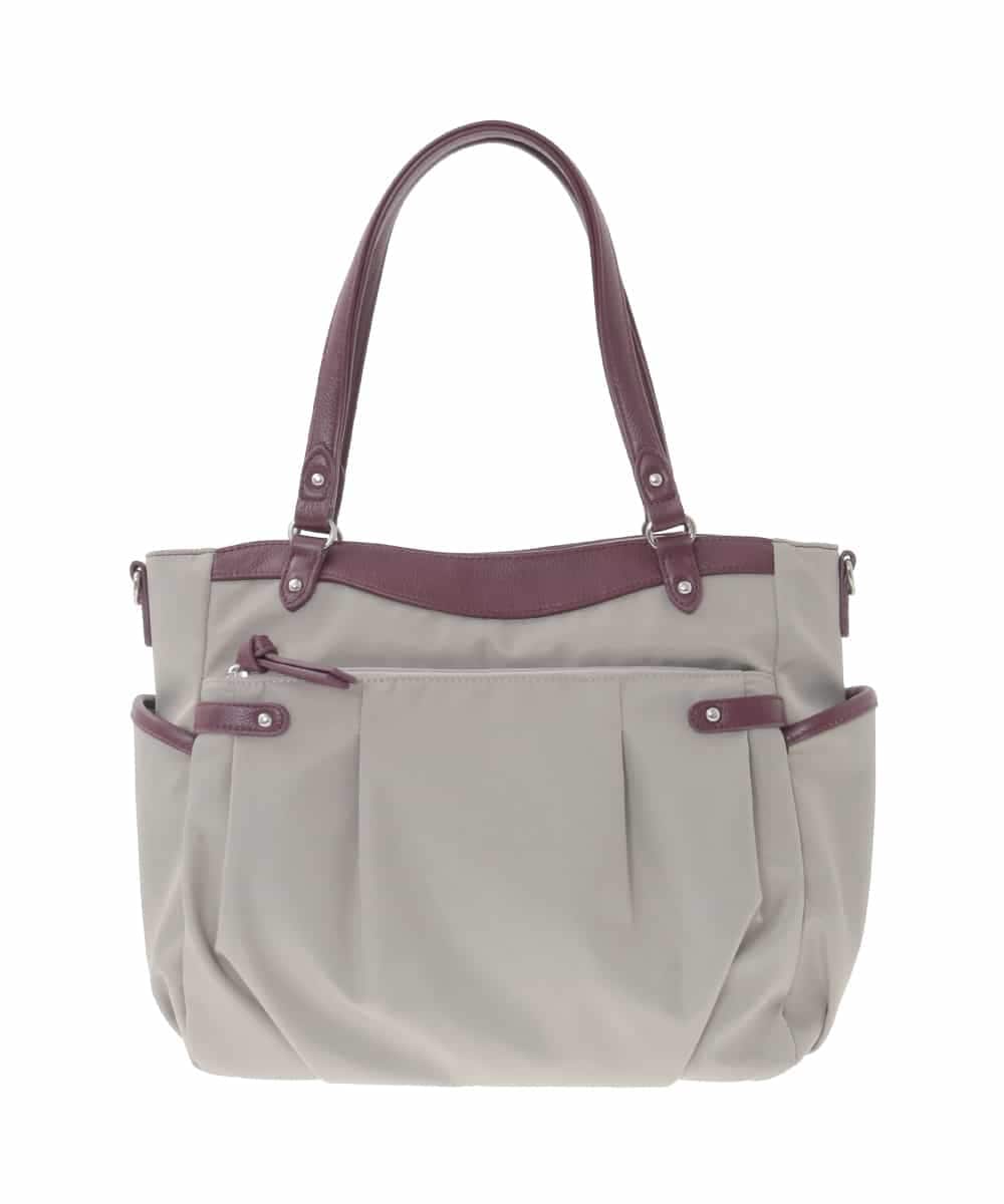 BKRAD31180 MK MICHEL KLEIN BAG(MK ミッシェルクラン バッグ) [撥水/2WAY]サイドポケットパイピングバッグ ベージュ×レッド