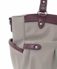 BKRAD31180 MK MICHEL KLEIN BAG(MK ミッシェルクラン バッグ) [撥水/2WAY]サイドポケットパイピングバッグ ベージュ×レッド