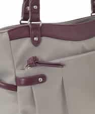 BKRAD31180 MK MICHEL KLEIN BAG(MK ミッシェルクラン バッグ) [撥水/2WAY]サイドポケットパイピングバッグ ベージュ×レッド