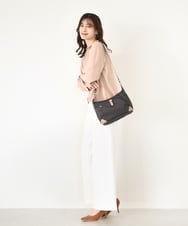 BKRAD81140 MK MICHEL KLEIN BAG(MK ミッシェルクラン バッグ) [撥水/500g以下の軽量]レザーポイントナイロンショルダーバッグ ブラウン×ピンク