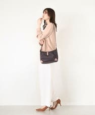 BKRAD81140 MK MICHEL KLEIN BAG(MK ミッシェルクラン バッグ) [撥水/500g以下の軽量]レザーポイントナイロンショルダーバッグ ブラウン×ピンク