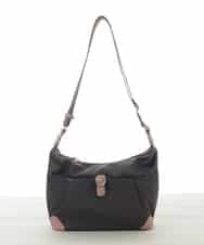 BKRAD81140 MK MICHEL KLEIN BAG(MK ミッシェルクラン バッグ) [撥水/500g以下の軽量]レザーポイントナイロンショルダーバッグ ブラウン×ピンク