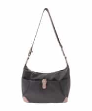 BKRAD81140 MK MICHEL KLEIN BAG(MK ミッシェルクラン バッグ) [撥水/500g以下の軽量]レザーポイントナイロンショルダーバッグ ブラウン×ピンク