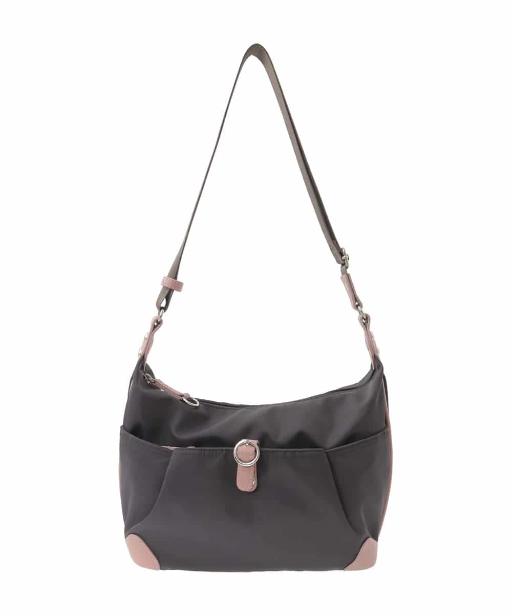 BKRAD81140 MK MICHEL KLEIN BAG(MK ミッシェルクラン バッグ) [撥水/500g以下の軽量]レザーポイントナイロンショルダーバッグ ブラウン×ピンク