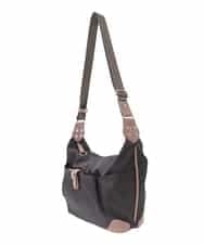 BKRAD81140 MK MICHEL KLEIN BAG(MK ミッシェルクラン バッグ) [撥水/500g以下の軽量]レザーポイントナイロンショルダーバッグ ブラウン×ピンク