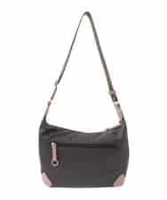 BKRAD81140 MK MICHEL KLEIN BAG(MK ミッシェルクラン バッグ) [撥水/500g以下の軽量]レザーポイントナイロンショルダーバッグ ブラウン×ピンク