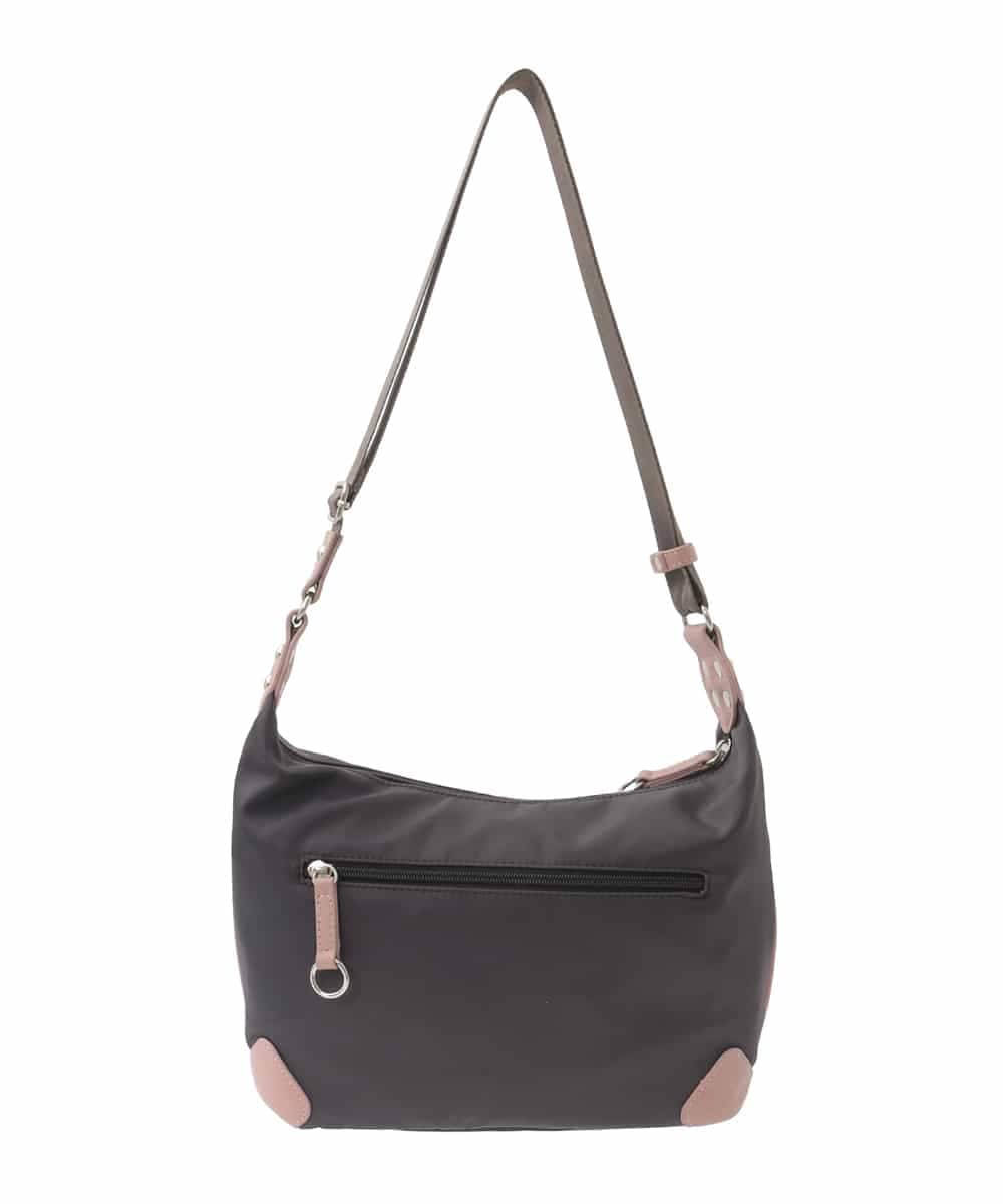 BKRAD81140 MK MICHEL KLEIN BAG(MK ミッシェルクラン バッグ) [撥水/500g以下の軽量]レザーポイントナイロンショルダーバッグ ブラウン×ピンク