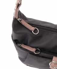 BKRAD81140 MK MICHEL KLEIN BAG(MK ミッシェルクラン バッグ) [撥水/500g以下の軽量]レザーポイントナイロンショルダーバッグ ブラウン×ピンク
