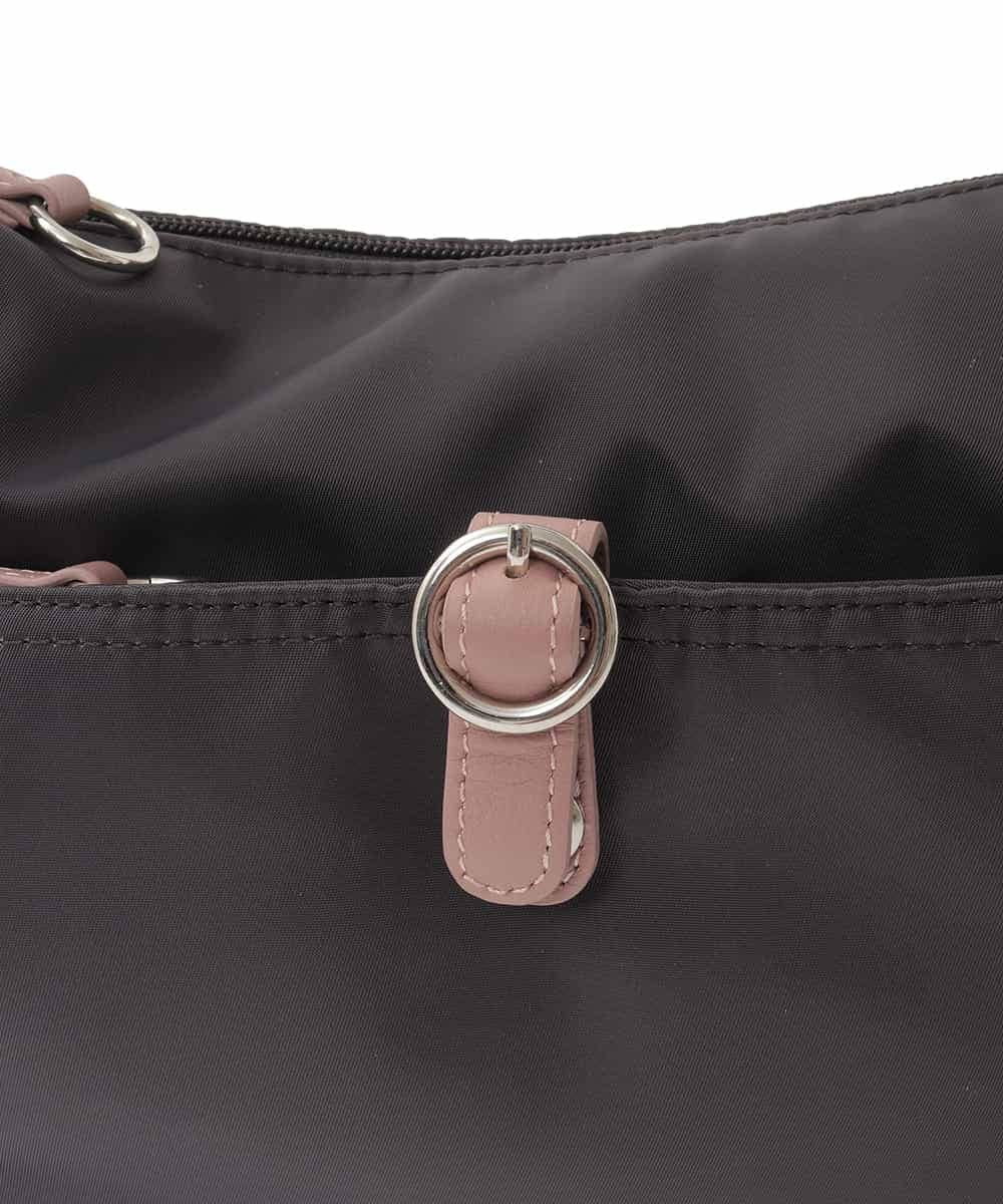 BKRAD81140 MK MICHEL KLEIN BAG(MK ミッシェルクラン バッグ) [撥水/500g以下の軽量]レザーポイントナイロンショルダーバッグ ブラウン×ピンク