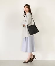 BKRAD90150 MK MICHEL KLEIN BAG(MK ミッシェルクラン バッグ) [撥水/500g以下の軽量]アクセントレザースクエアショルダーバッグ グレージュ×パープル