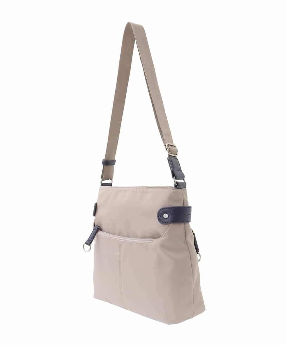 BKRAD90150 MK MICHEL KLEIN BAG(MK ミッシェルクラン バッグ) [撥水/500g以下の軽量]アクセントレザースクエアショルダーバッグ グレージュ×パープル