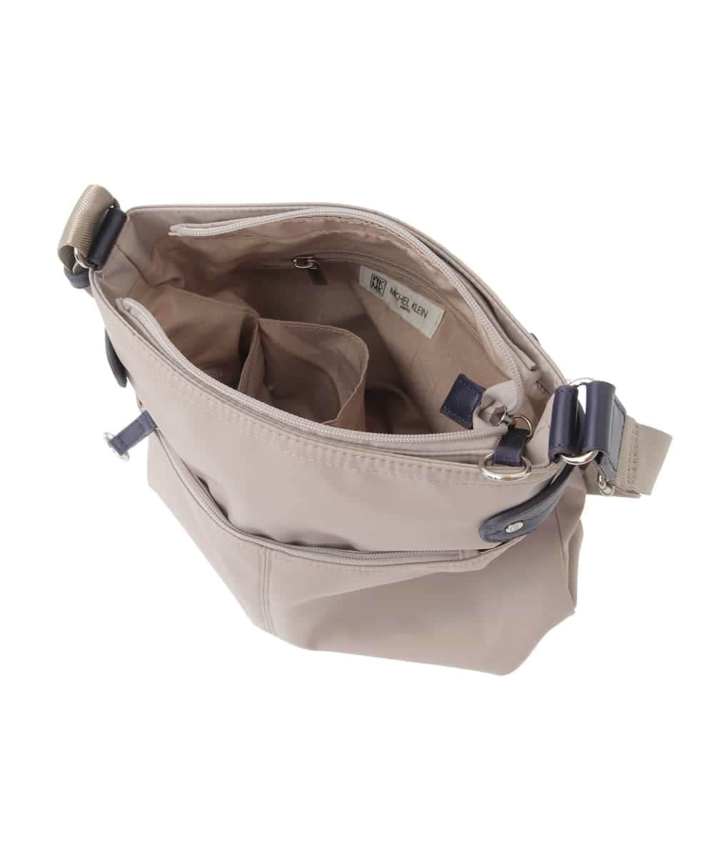 BKRAD90150 MK MICHEL KLEIN BAG(MK ミッシェルクラン バッグ) [撥水/500g以下の軽量]アクセントレザースクエアショルダーバッグ グレージュ×パープル